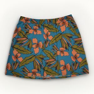 Toad&Co Sunkissed Weekend Skort Teal Tropical Floral Print Women's Medium